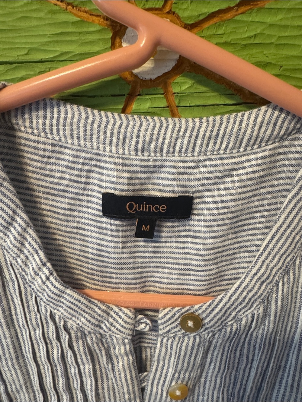 Quince European Linen Sleeveless Swing Dress blue pinstripe medium - Picture 8 of 16